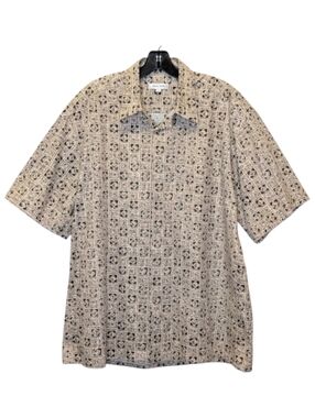 Pierre Cardin Vintage 90s Geo Print Button Down Shirt Cotton Made in Korea Retro